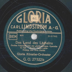 Gloria Knstler Orchester - Das Land des Lchelns 1. Teil / 2. Teil