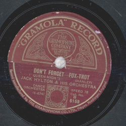 Jack Hylton - Dont forget / Palace Of Dreams