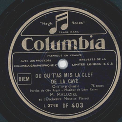 M. Malloire - Ou Qu`TÁS Mis La Clef De La Cave / Rosalie...