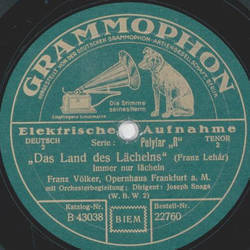 Franz V�lker - Das Land des L�chelns ( Dein ist mein ganzes Herz ) / Das Land des L�chelns ( Immer nur l�cheln )