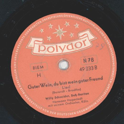 Willy Schneider - Die Wirtin von der Mosel / Guter Wein, du bist mein guter Freund