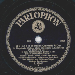 Edith-Lorand-Quintett - Quintett (Forellen-Quintett) A-Dur 