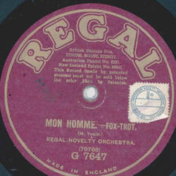 Regal Novelty Orchestra - Mon  Homme / The Love Bird