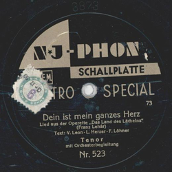 Tenor mit Orchesterbegleitung - Immer nur lcheln / Dein ist mein ganzes Herz