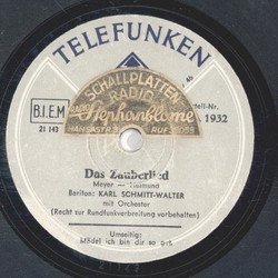 Karl Schmitt-Walter - Das Zauberlied / Mädel ich bin dir...