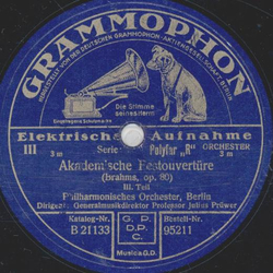 Philharmonisches Orchester, Berlin - Akademische Festouverttre 3. Teil / Der Prophet