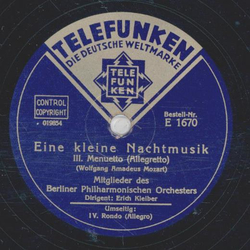 Mitglieder des Berliner Philharmonischen Orchesters, Dir.: Erich Kleiber - Eine kleine Nachmusik (2 Platten)