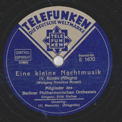 Mitglieder des Berliner Philharmonischen Orchesters, Dir.: Erich Kleiber - Eine kleine Nachmusik (2 Platten)