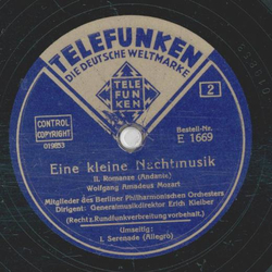 Mitglieder des Berliner Philharmonischen Orchesters, Dir.: Erich Kleiber - Eine kleine Nachmusik (2 Platten)