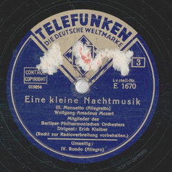 Mitglieder des Berliner Philharmonischen Orchesters, Dir.: Erich Kleiber - Eine kleine Nachmusik (2 Platten)
