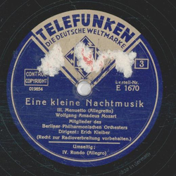 Mitglieder des Berliner Philharmonischen Orchesters, Dir.: Erich Kleiber - Eine kleine Nachmusik (2 Platten)