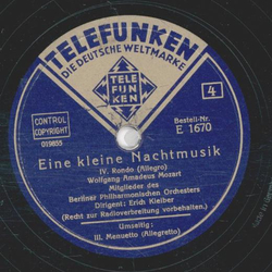 Mitglieder des Berliner Philharmonischen Orchesters, Dir.: Erich Kleiber - Eine kleine Nachmusik (2 Platten)