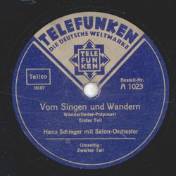 Hans Schleger - Vom Singen und Wandern, Wanderlieder-Potpourri Teil I und II
