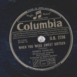 Ronnie Ronalde - Dream of Olwen / When you were sweet sixteen