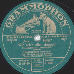Grammophon-Orchester - Wir sehn alles doppelt / Trink, trink, Brderlein, trink