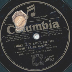 The Hannan Dance Band - Tea For Two / I Want to Be Happy