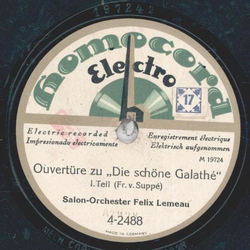 Salon-Orchester Felix Lemeau - Ouvertre zu: Die schne Galathe Teil I und II