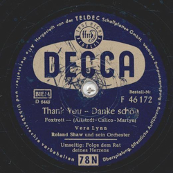Vera Lynn - Thank You / Folge dem Rat deines Herzens