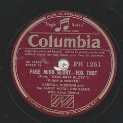 The Savoy Hotel Orpheans - Page miss Glory / Sweet dreams...