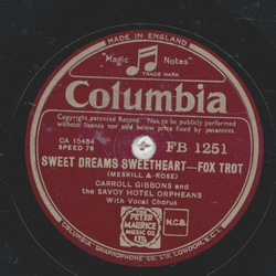The Savoy Hotel Orpheans - Page miss Glory / Sweet dreams sweetheart