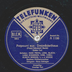 Berliner Philharmoniker: Hans Schleger - Potpourri aus Dreimdlerhaus Teil I und II