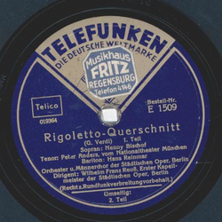 Orchester der stdt. Oper, Berlin: Wilhelm Franz Reu  - Rigoletto-Querschnitt Teil I und II