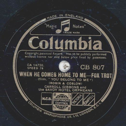 Carroll Gibbons - Love Divided By Two / When He Comes Home to Me