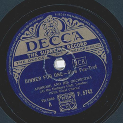 Ambrose and his Orchestra - Dinner For One / The Generals Fast Asleep