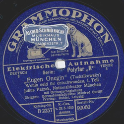 Julius Patzak - Eugen Onegin: Wohin seid ihr...