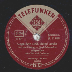 Rodgers-Duo - Singe dein Lied, kleine Lerche / Der alte Schfer