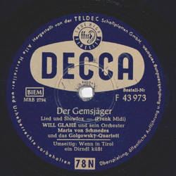 Maria von Schmedes und Golkowsky-Quartett - Wenn in Tirol ein Dirndl k�sst / Der Gemsj�ger