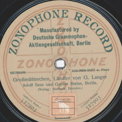 Adolf Sens, Gustav Meine - Gromtterchen / Barcarole...