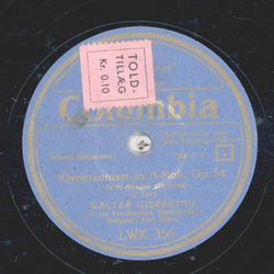 Walter Gieseking - Klavierkonzert in A-Moll, Op.54 (4 Records)