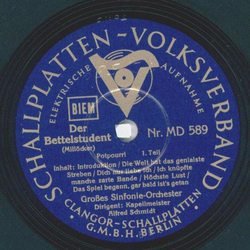 Groes Sinfonie-Orchester: Alfred Schmidt - Der Bettelstudent, Potourri Teil I und II