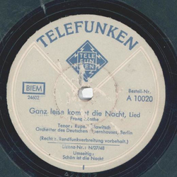 Rupert Glawitsch & Schuricke-Terzett  - Schn ist die Nacht / Ganz leise kommt die Nacht