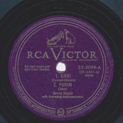 Hanna Kipnis - a) Dani b) Purim / a) Shir Haroa Ben Haim...