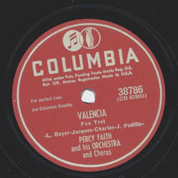 Percy Faith - Valencia / I cross my Fingers
