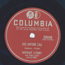 Rosemary Clooney - Did anyone call / Tenderly