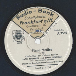 Jack Trommer, Hans Bertinat - Piano Medley Teil I und II