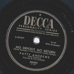 Patty Andrews - No Deposit No Return / You blew me a Kiss