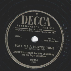 Andrews Sisters - Play me a hurtin tune / Im on a seesaw of love