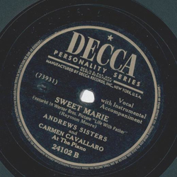 Andrews Sisters and Carmen Cavallaro - On the Avenue / Sweet Marie