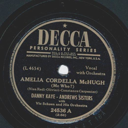 Danny Kaye - Andrews Sisters - Amelia Cordella McHugh / Beatin Bangin, n Scratchin