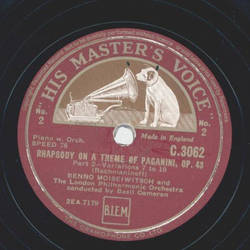 Benno Moisewitsch - Rhapsody on a theme of Paganinni, Op. 43 Part I-IV (2 Records)