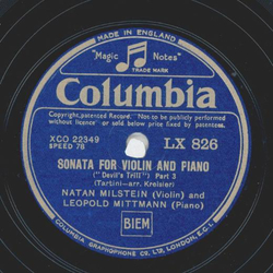 Natan Milstein and Leopold Mittmann - Sonata for Violin and Piano, Part I - IV (2 Records)