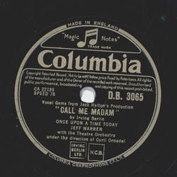 Jeff Warren - Call me Madam: Once Upon a time today / The Hostess with the mostes on the Ball BIllie Worth