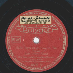 Rita Paul und das Cornel-Trio - Das wute keiner auer dir / Hallo - wer ist dort an der Tr
