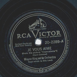 Wayne King - Je vous aime / The Church in the Valley