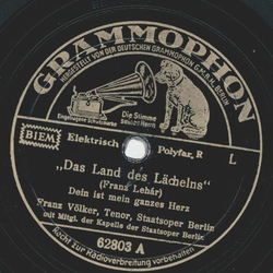 Franz Vlker - Das Land des Lchelns: Dein ist mein ganzes Herz / Das Land des Lchelns:  Immer nur Lcheln