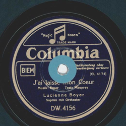 Lucienne Boyer - Jai laissé mon Coeur / Parle-moi dautre...